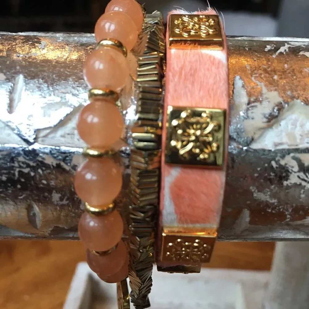 CORAL BRACELET Set of 2 Rustic Cuffs!